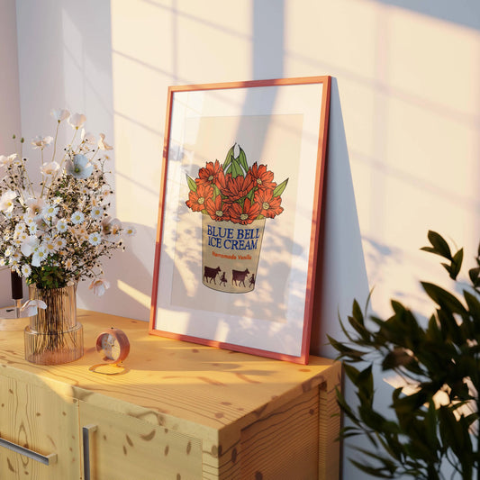 Blue Bell Ice Cream Bucket Vase Print