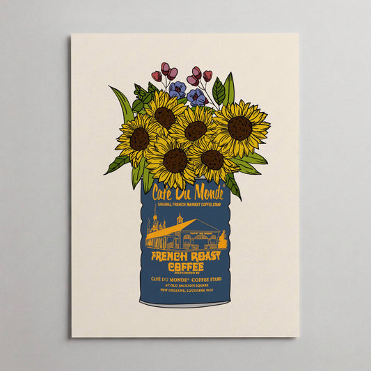 Cafe Du Monde Vase Print, Blue Coffee Can