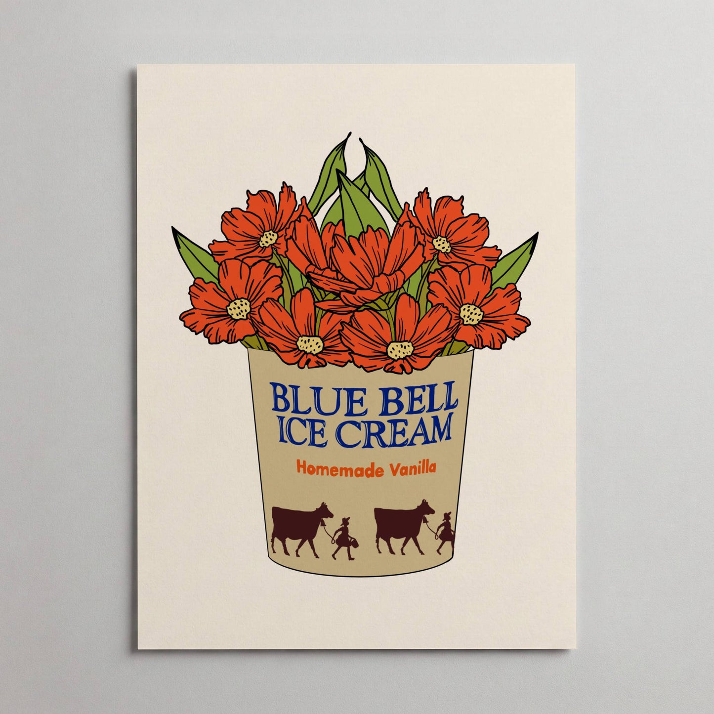 Blue Bell Ice Cream Bucket Vase Print