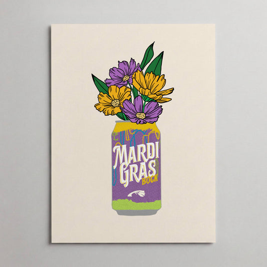 Mardi Gras Beer Floral Vase Print