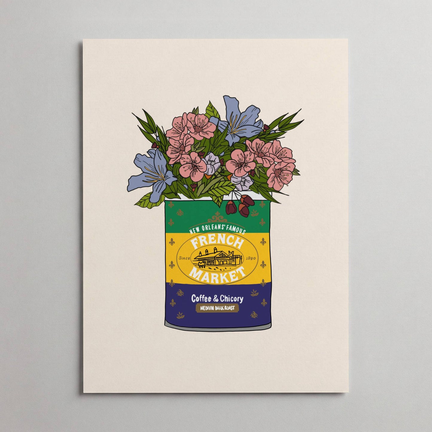 French Market Coffee Can Vase Print, Floral