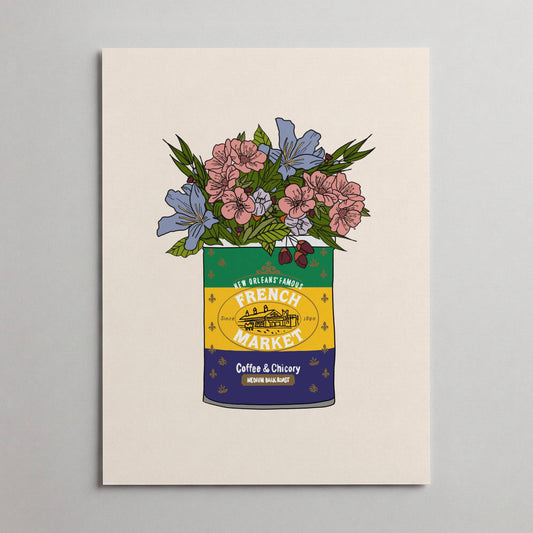 French Market Coffee Can Vase Print, Floral