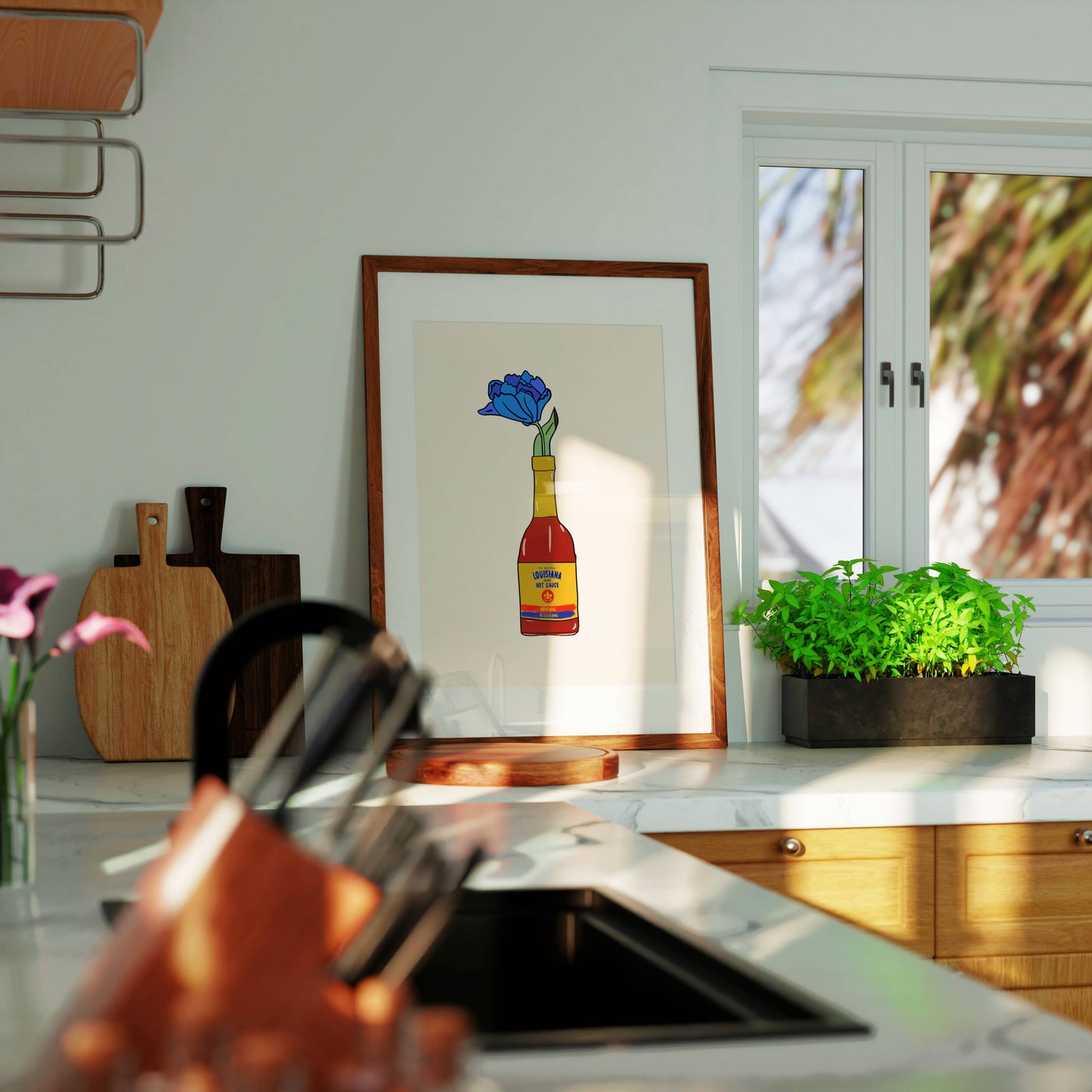 Louisiana Hot Sauce Vase Print