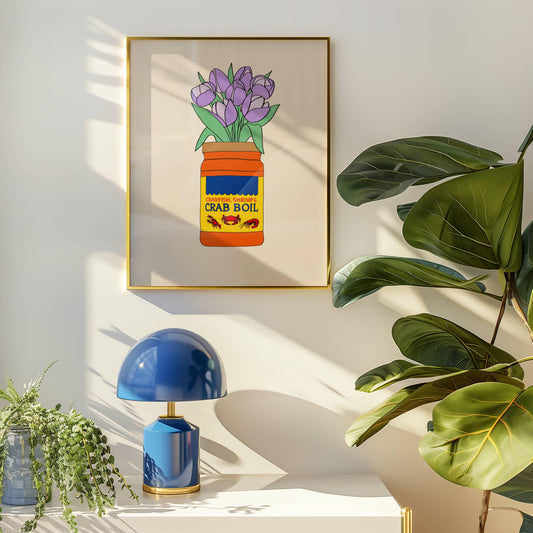 Crawfish and Crab Boil Vase Print