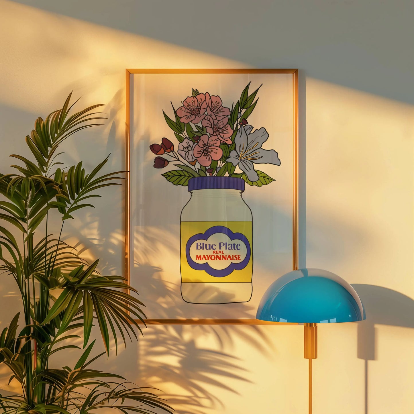 Blue Plate Mayo Vase Print