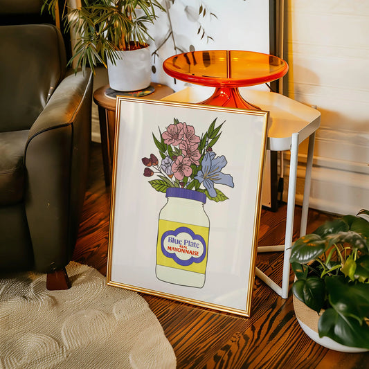 Blue Plate Mayo Vase Print