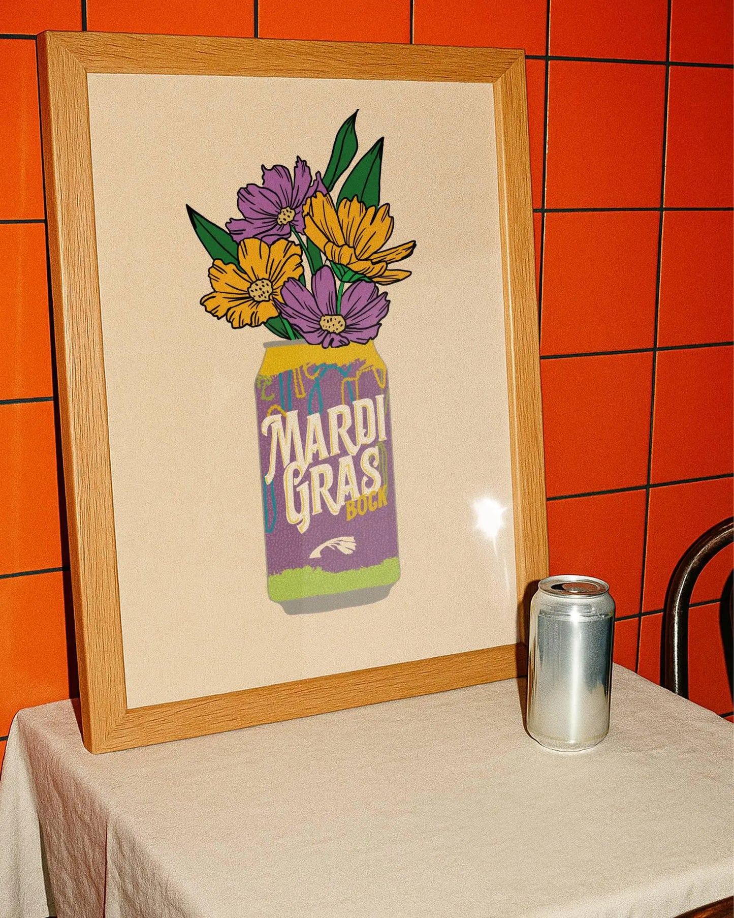 Mardi Gras Beer Floral Vase Print