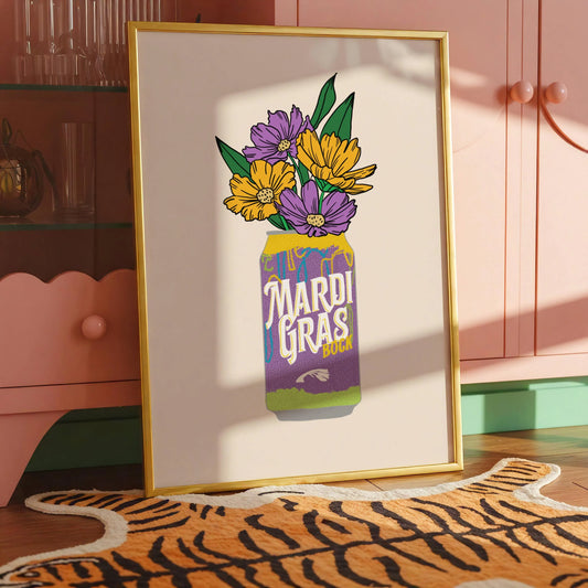 Mardi Gras Beer Floral Vase Print