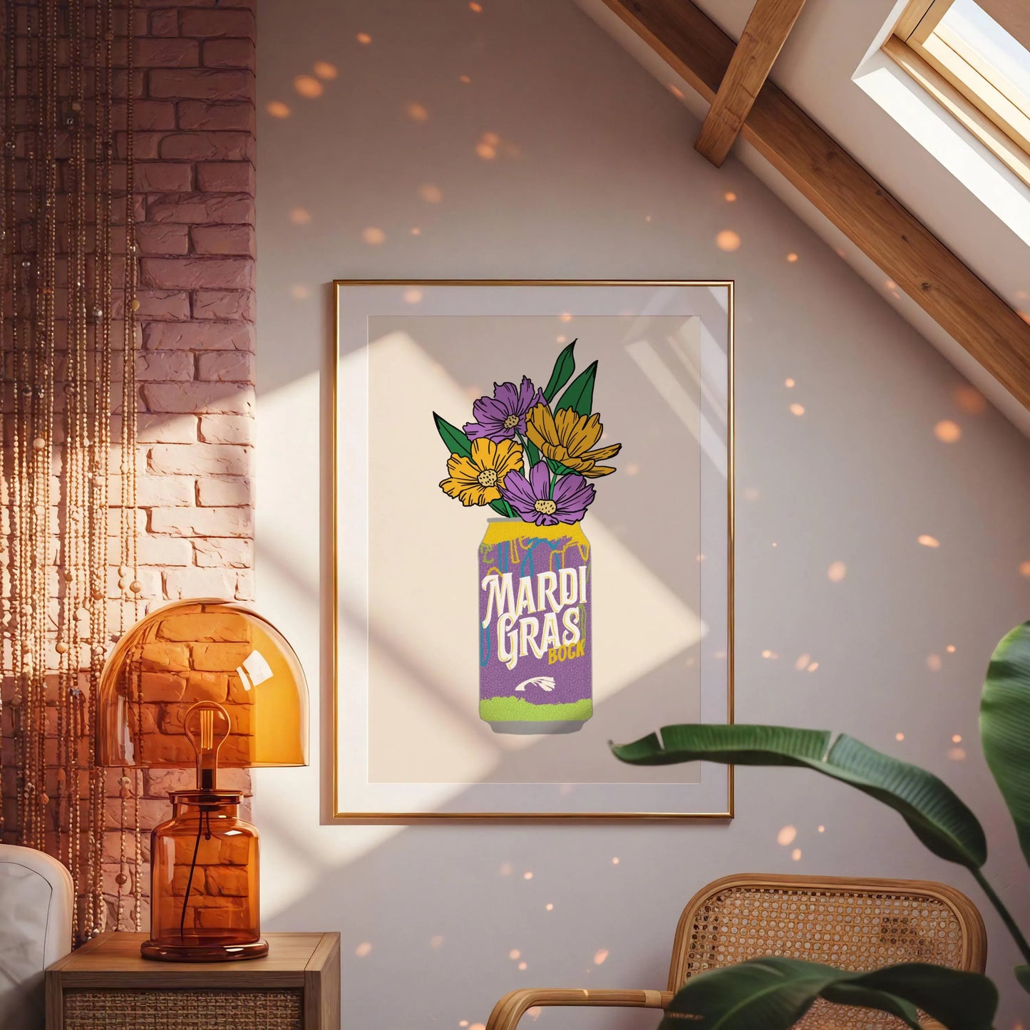 Mardi Gras Beer Floral Vase Print