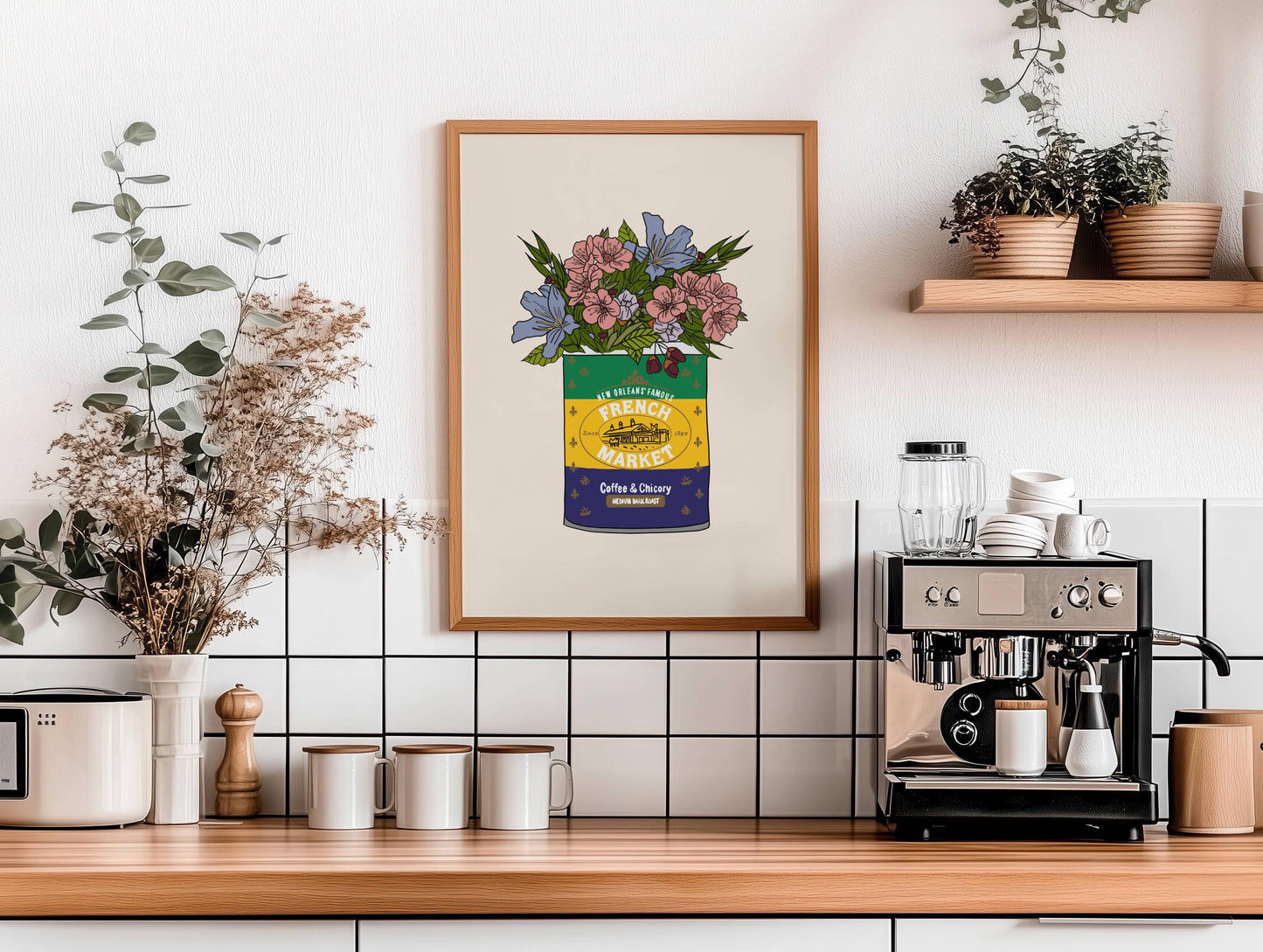 French Market Coffee Can Vase Print, Floral