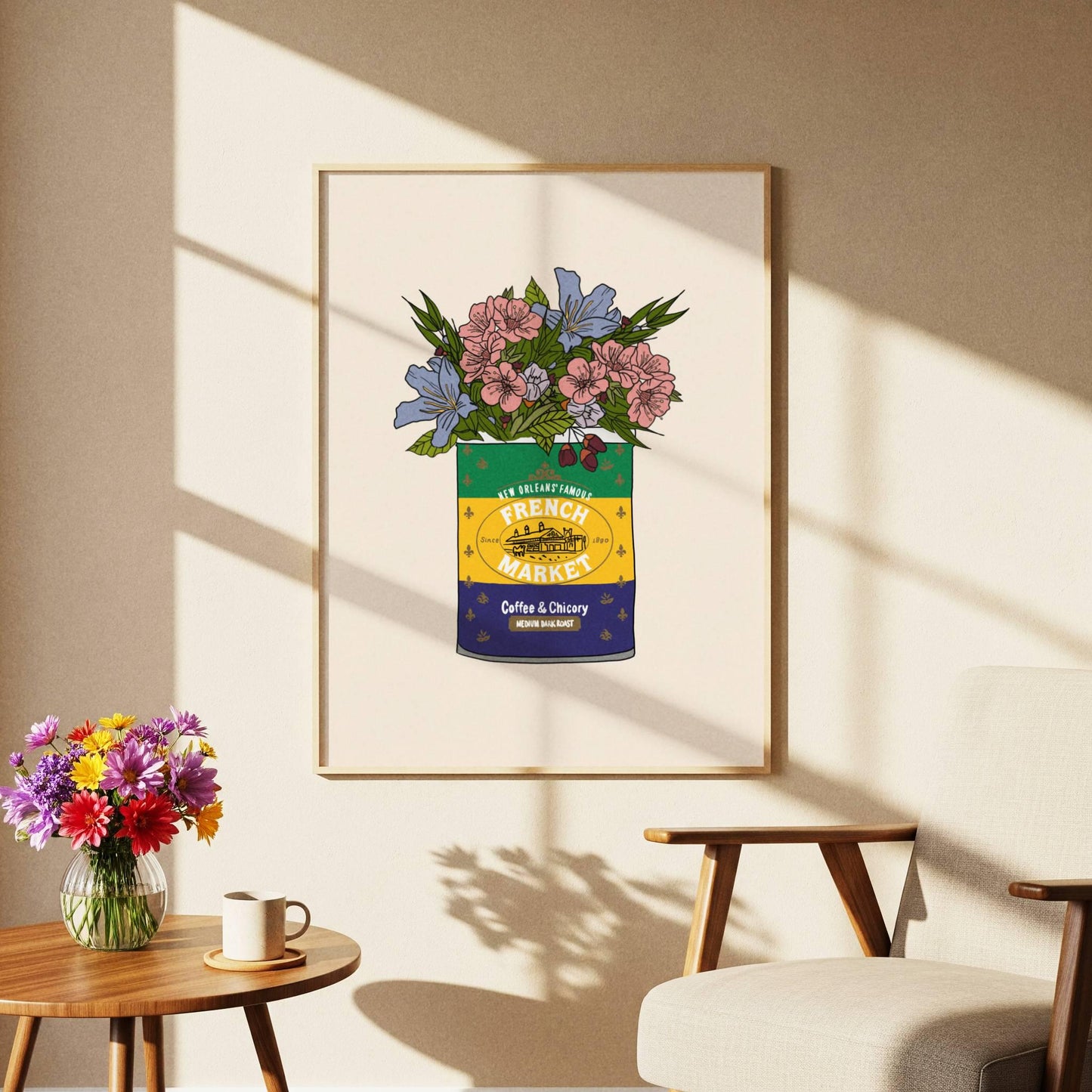 French Market Coffee Can Vase Print, Floral
