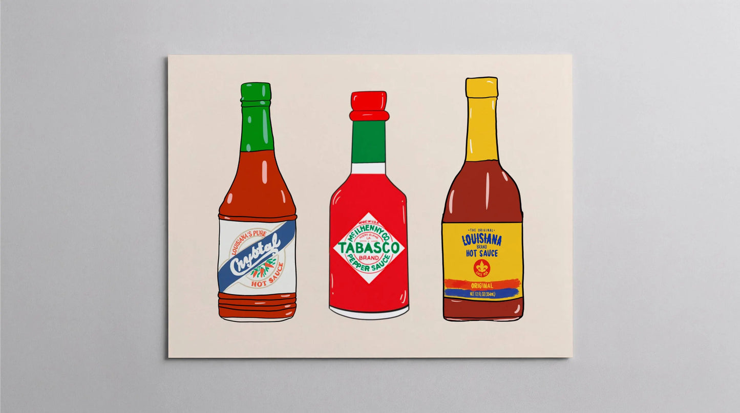 Louisiana Hot Sauce Trio Art Print