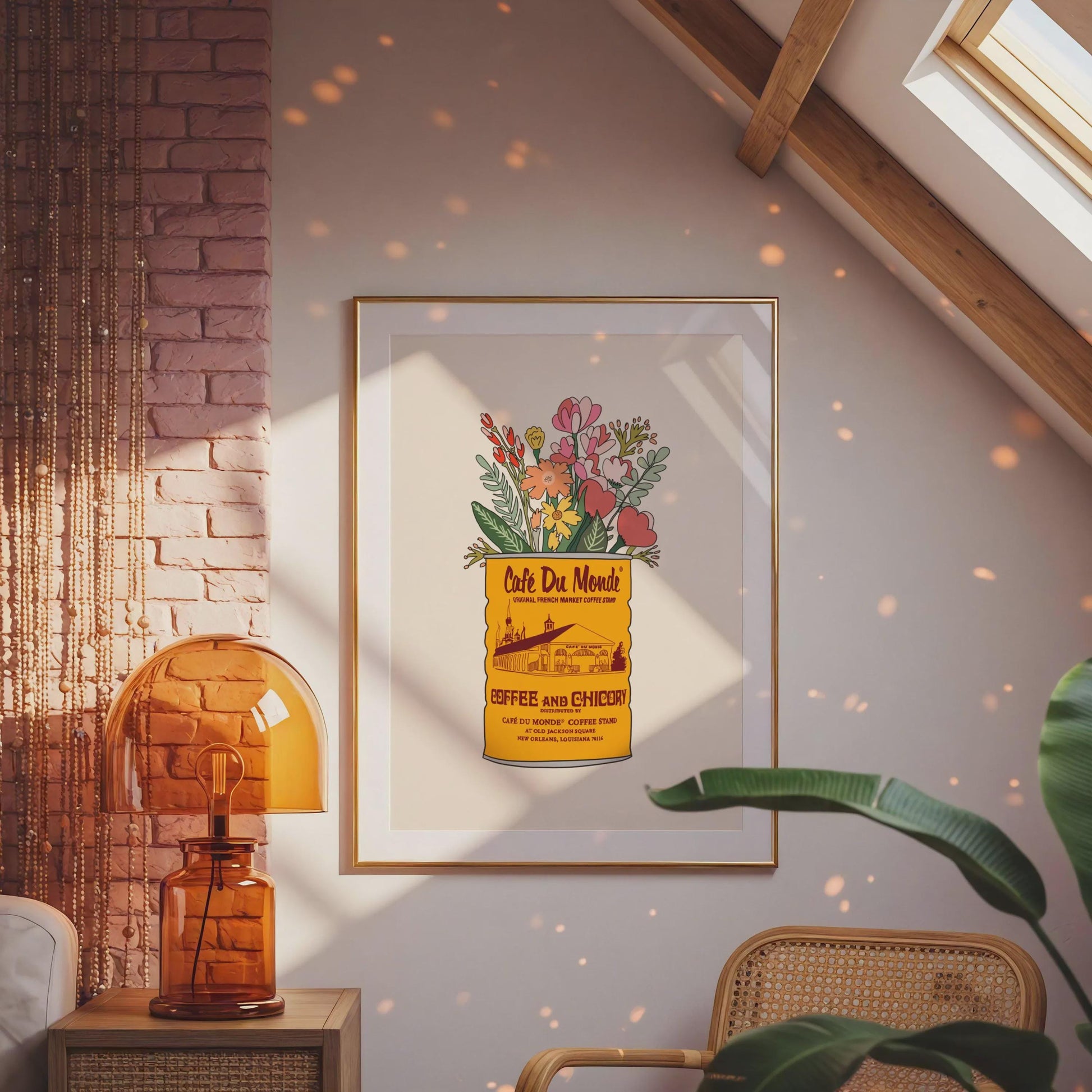 Louisiana New Orleans Coffee Yellow Vase Giclee Art Print: Louisiana Kitchen Decor