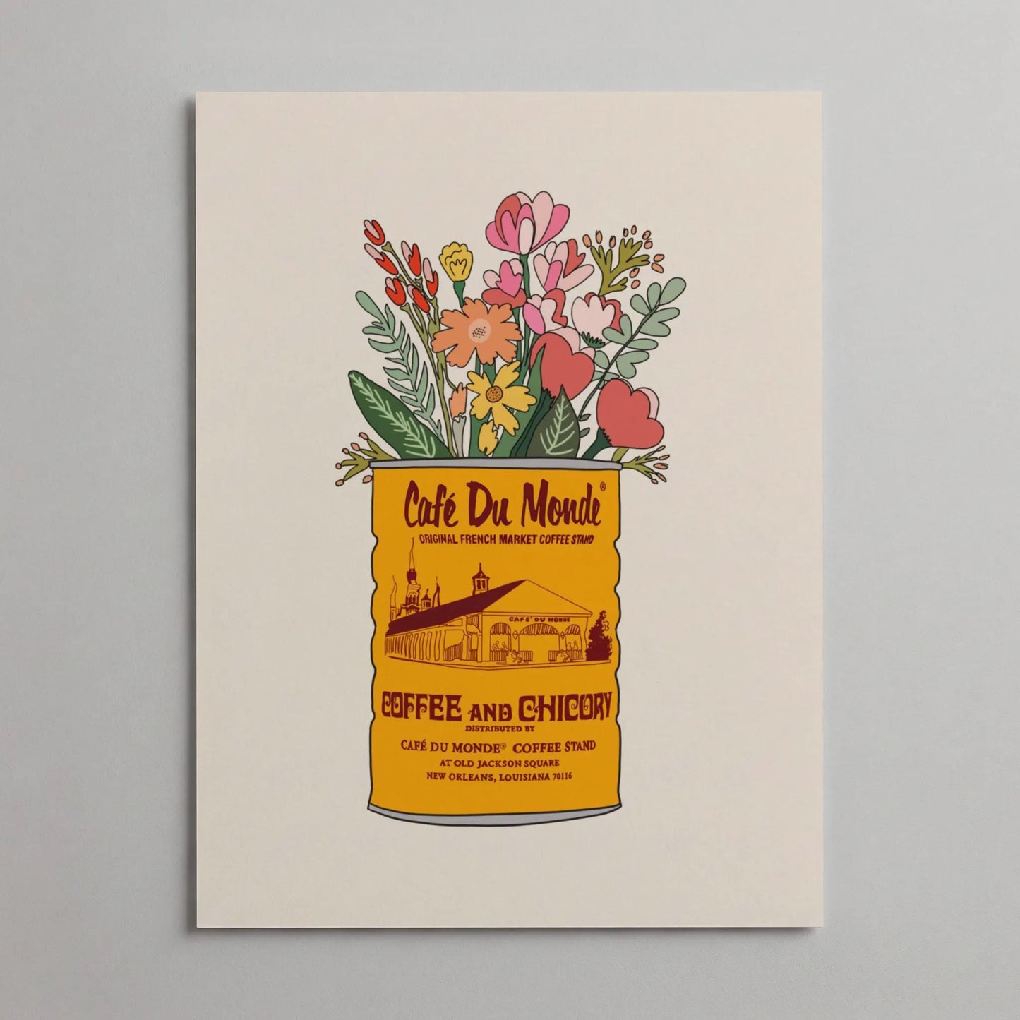 Louisiana New Orleans Coffee Yellow Vase Giclee Art Print: Louisiana Kitchen Decor