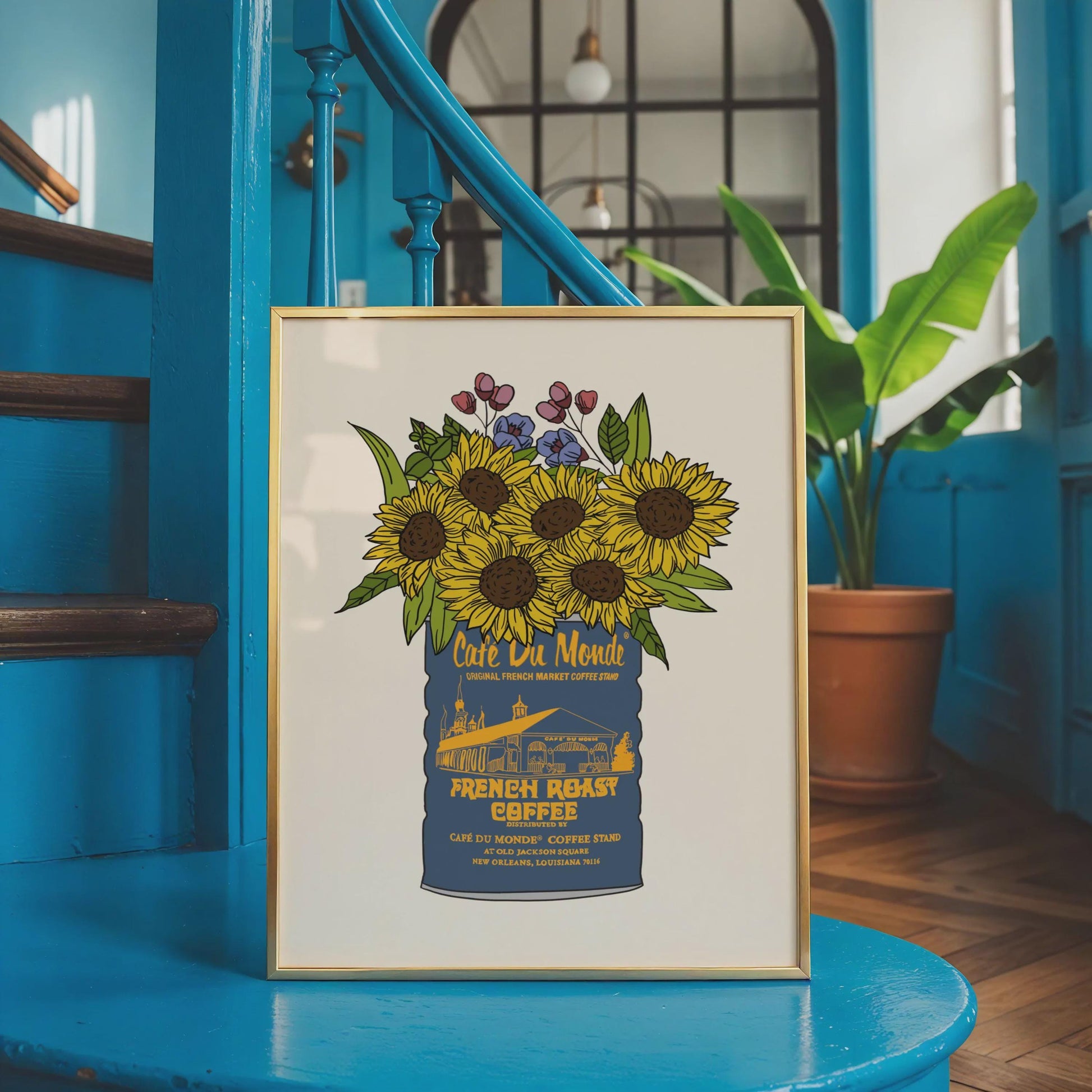 Louisiana New Orleans Blue Coffee Vase Giclee Art Print: Louisiana Kitchen Decor