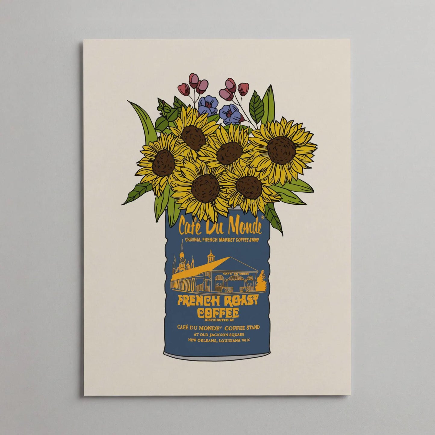 Louisiana New Orleans Blue Coffee Vase Giclee Art Print: Louisiana Kitchen Decor