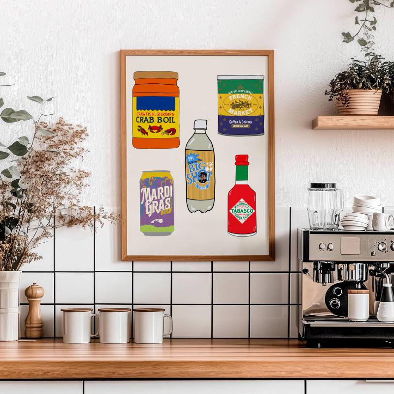 New Orleans Food Giclee Art Print Made in Louisiana Icons II: Louisiana Kitchen Decor