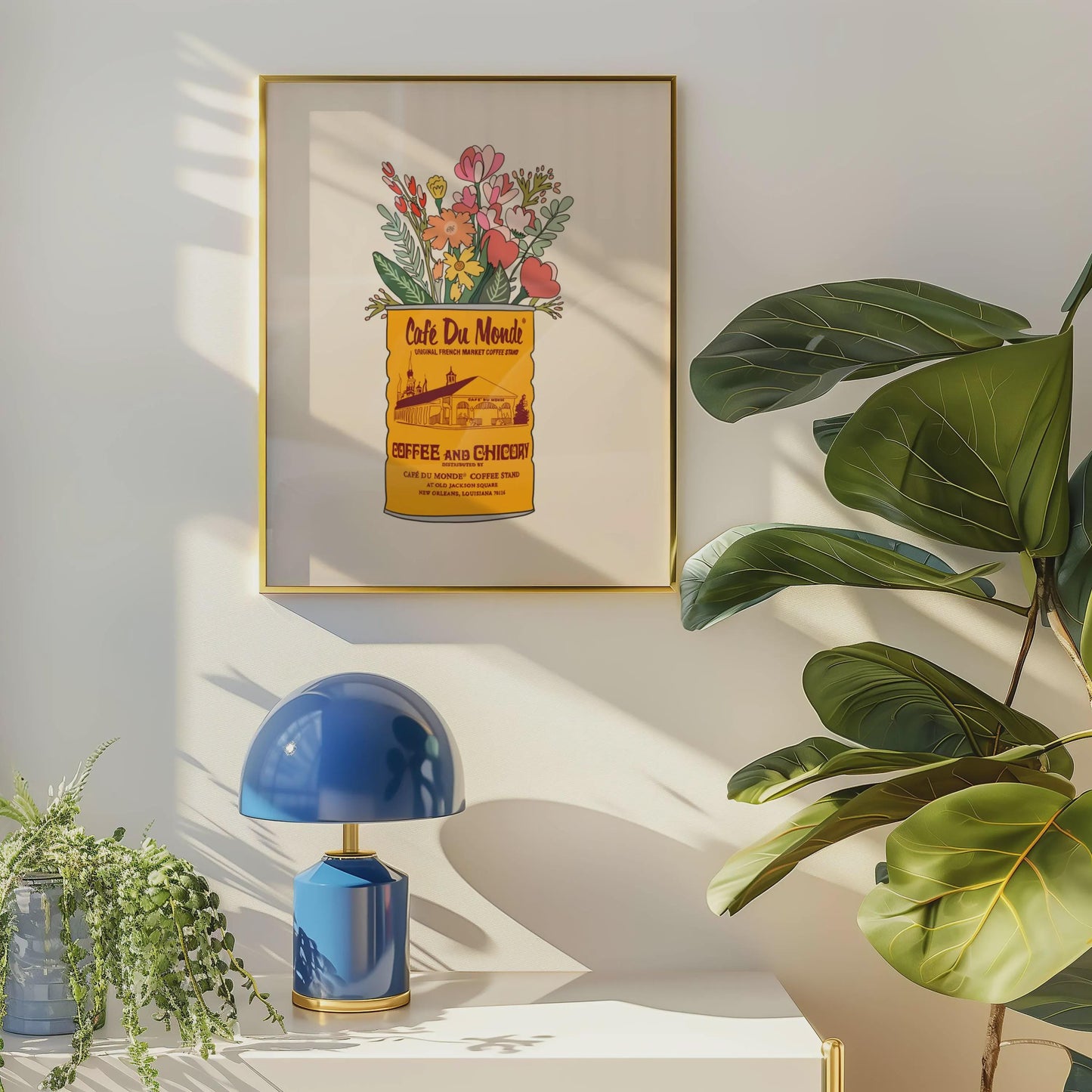 Louisiana New Orleans Coffee Yellow Vase Giclee Art Print: Louisiana Kitchen Decor