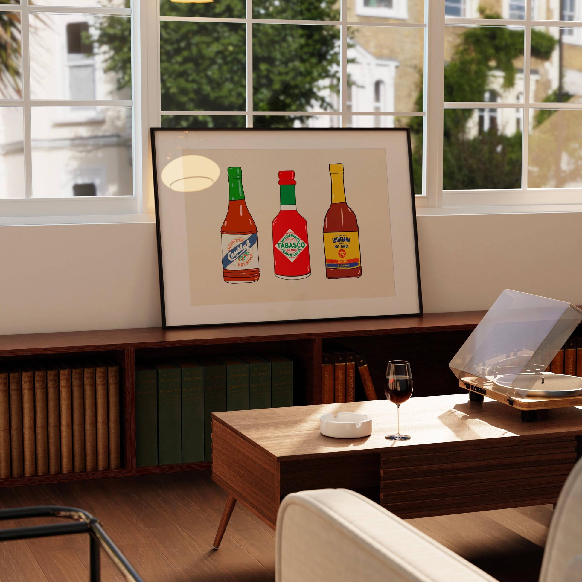 Louisiana Hot Sauce Trio Giclee Art Print: Louisiana Kitchen Decor
