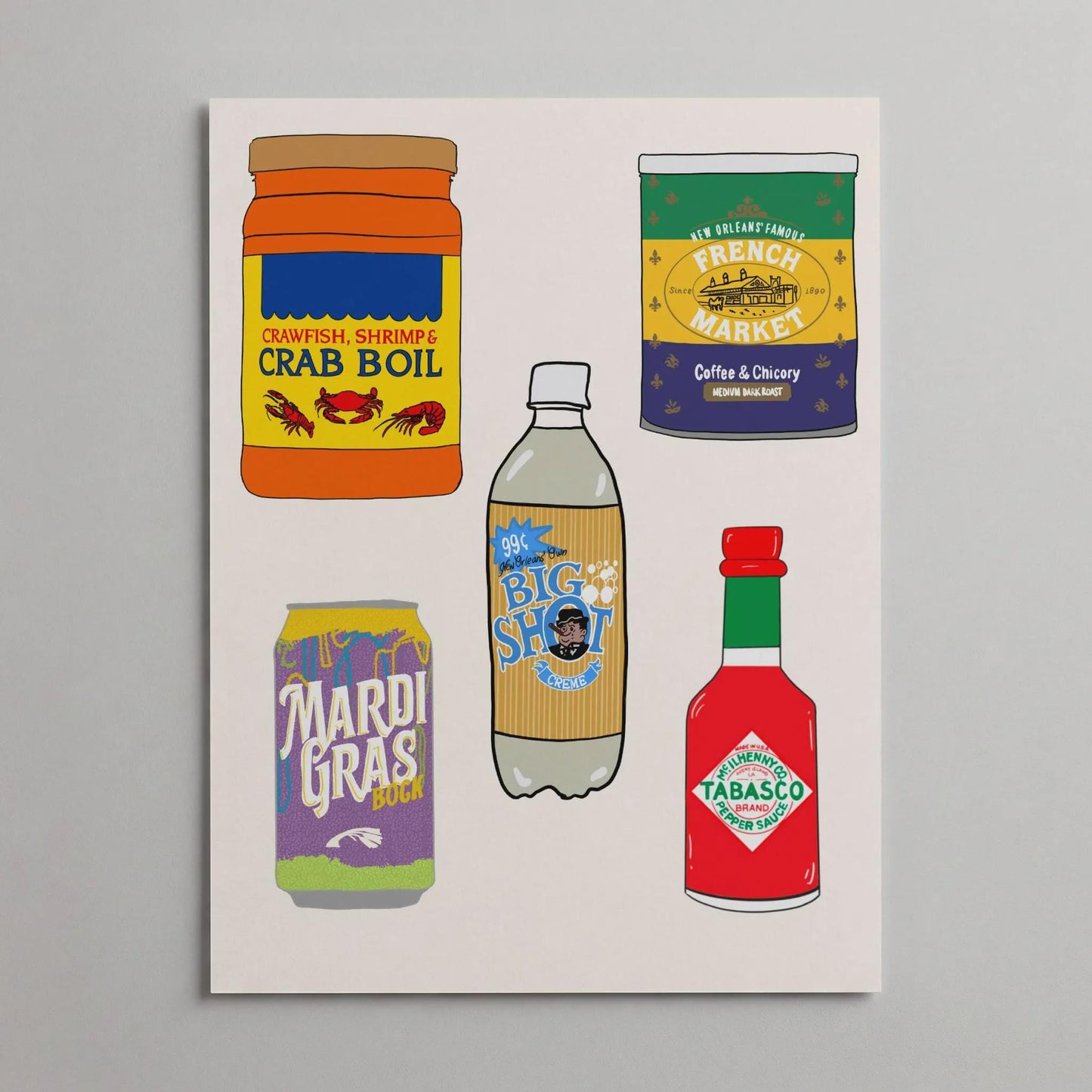 New Orleans Food Giclee Art Print Made in Louisiana Icons II: Louisiana Kitchen Decor