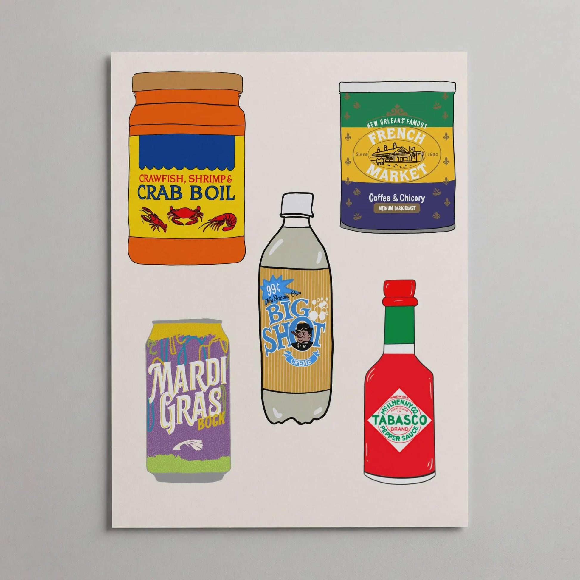 New Orleans Food Giclee Art Print Made in Louisiana Icons II: Louisiana Kitchen Decor