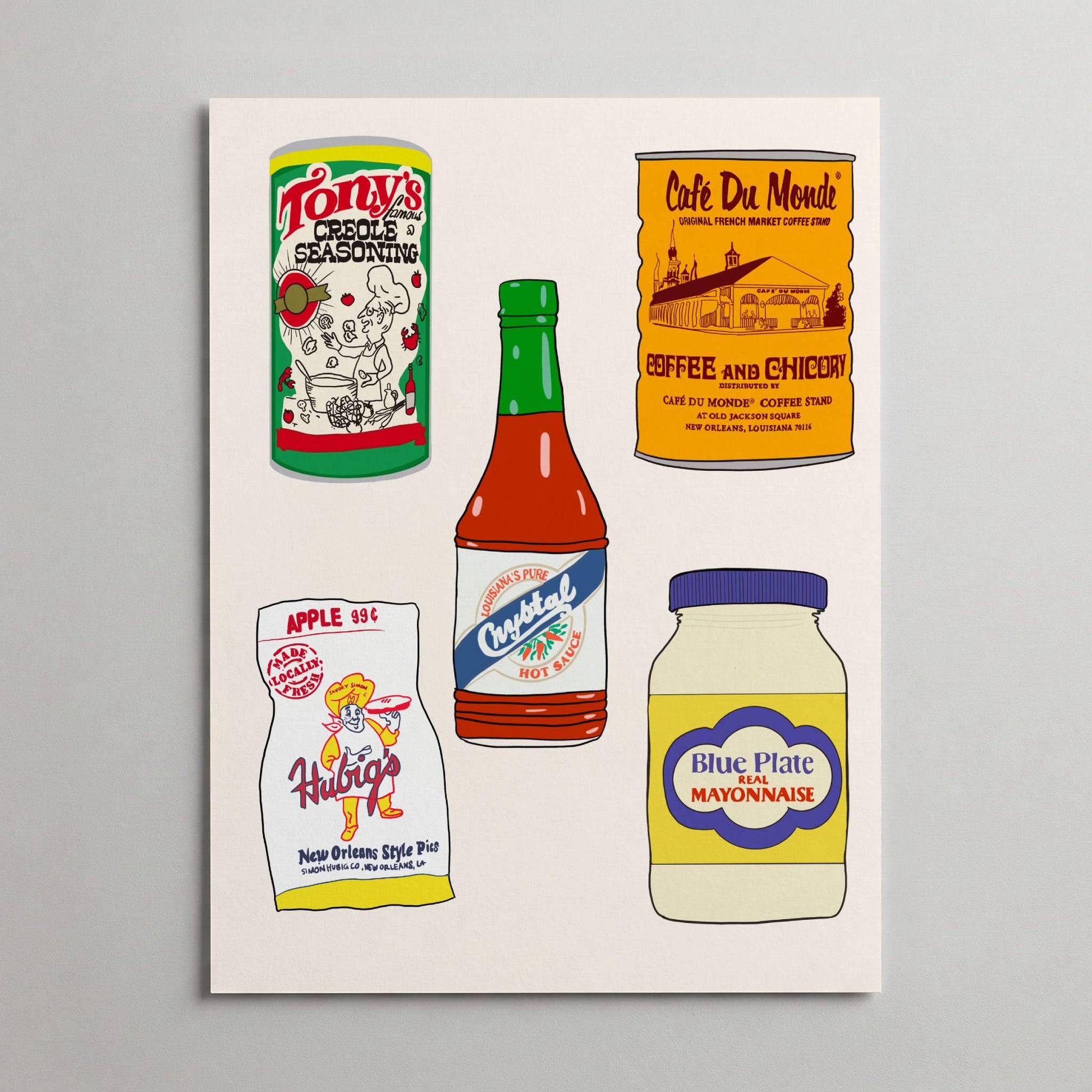 New Orleans Food Giclee Art Print Made in Louisiana Icons I: Louisiana Kitchen Decor