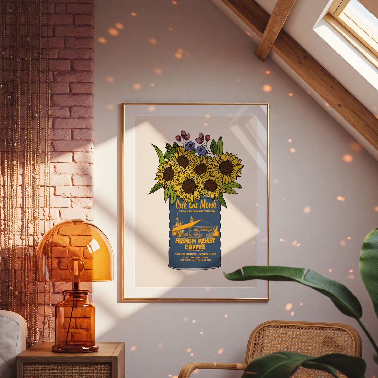 Cafe Du Monde Vase Print, Blue Coffee Can