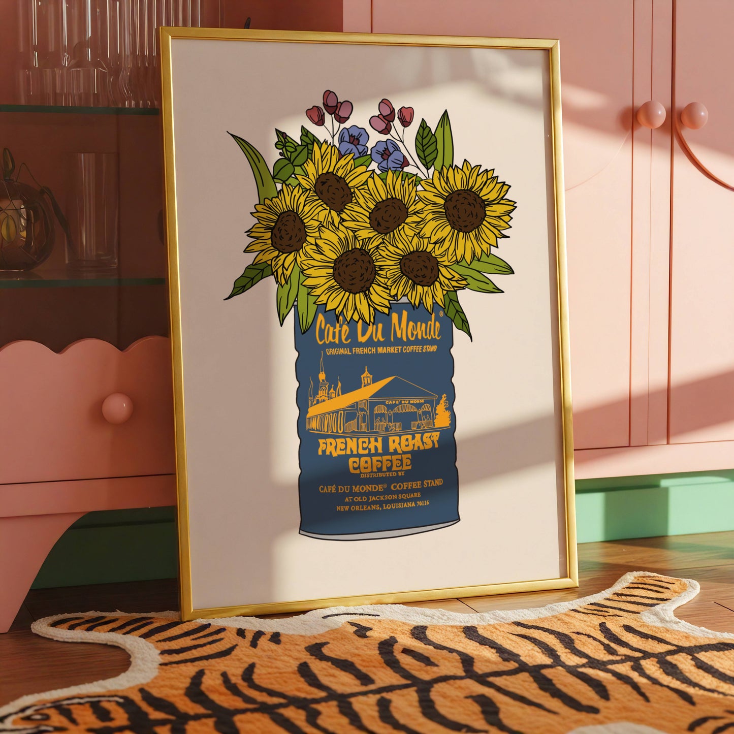 Cafe Du Monde Vase Print, Blue Coffee Can