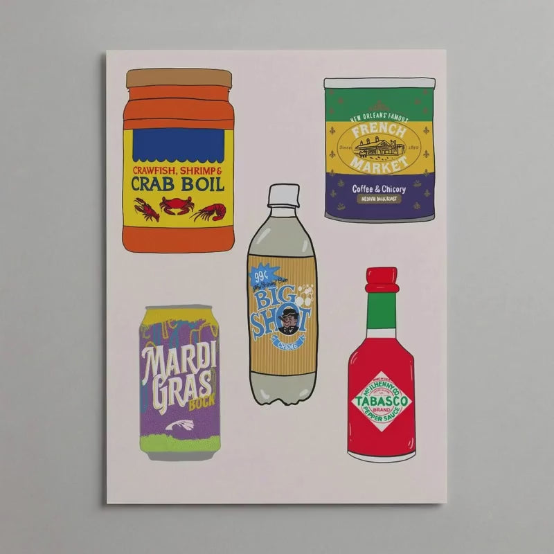 New Orleans Food Giclee Art Print Made in Louisiana Icons II: Louisiana Kitchen Decor